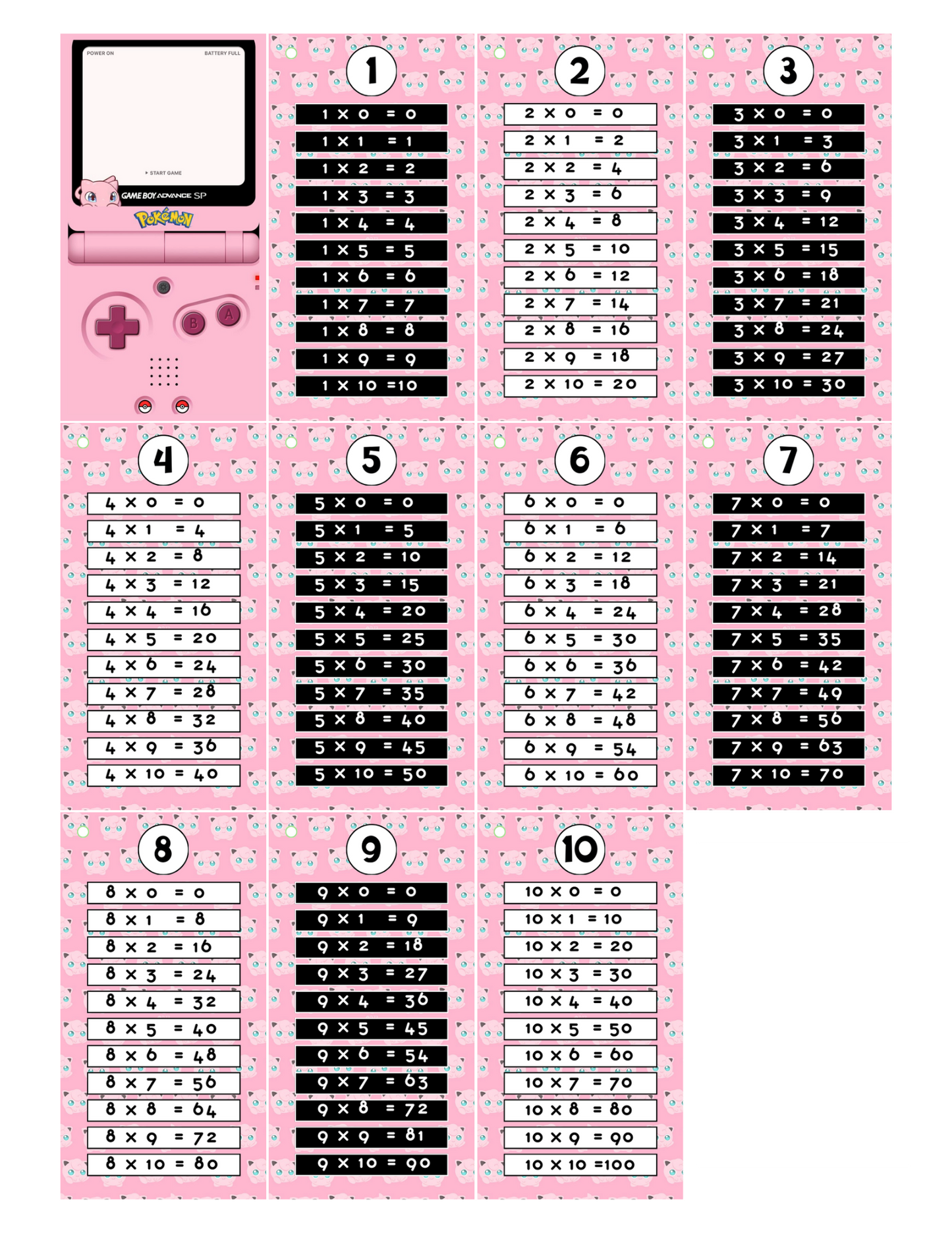 Table de multiplication porte clé personnalisable